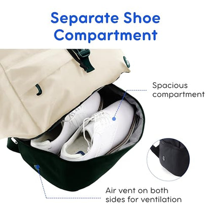 J World Ace 2 Racket Tennis Backpack for Women Men. Badminton Squash Pickleball Bag. Kids Sports Gym Bag w/Shoe Compartment - color: Green White