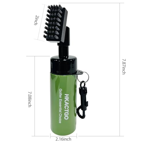 Golf Club Cleaner Brush with Spray Bottle, Holds 5 oz Water Portable Golf Cleaning Tool Gadgets and Groove Cleaner Kits that,Greener