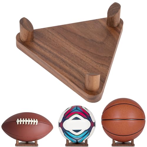 PUERSI Ball Holder Wall Mount Ball Stand Display Storage for Basketball Football Soccer Volleyball - color: Walnut-1 Pack