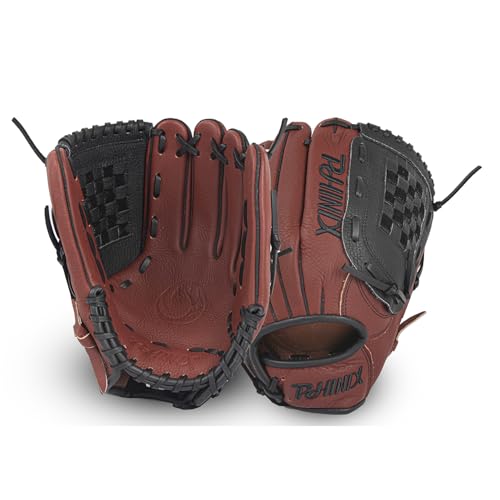 PHINIX Full Grain Leather Baseball Glove Sizes 11Inch -12 Inch - color: Brown, size: 11.5“