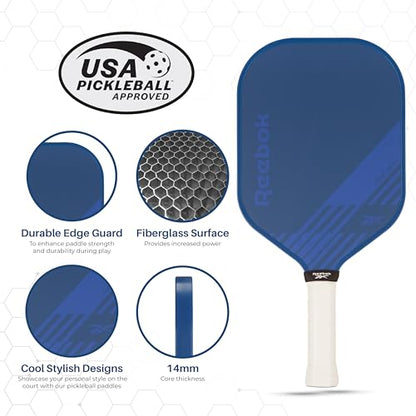 Reebok - Pickleball Set for 2 Players, Includes 2 Paddles with Cushion Grip and 2 Light-Up Balls, Perfect for Night Play, Durable, Engineered for Sports Enthusiasts