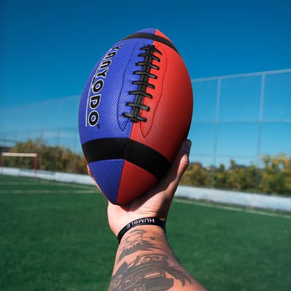 6 Pack Football Size 6 Junior Sized Ball with Textured Grip for Kids Youth Practice, Match and Scrimmage Play Indoors & Outdoors All Weather Use with Pump