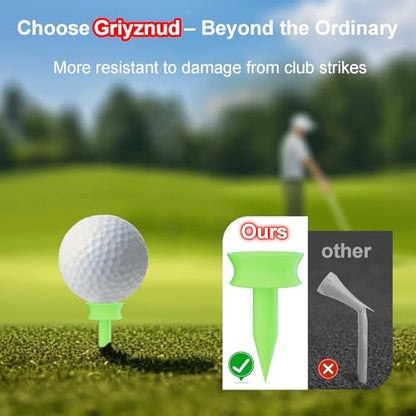 Grivznud 100 Pack 0.82 Inch Neon Yellow Plastic small tees golf， Short Golf Tees,Durability & Stability, Engineered to Minimize Friction and Side Spin，Golf practice supplies，small golf tees for par 3. - color: Green