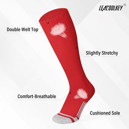 LEACOOLKEY Baseball Belt and Socks Combo Set Softball Soccer Socks and Elastic Belt for Youth and Adult - color: Red, size: Youth
