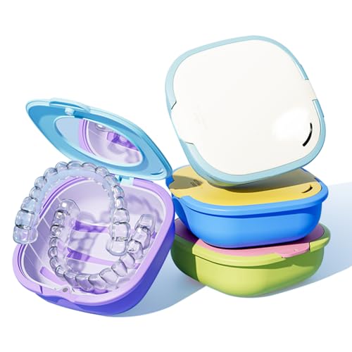 Retainer Case for Invisalign & Clear Aligners – Slim Portable Orthodontic Case with Vent Holes Mirror Magnetic Closure Travel-Friendly Mouth Guard Holder for Teen Women (1pcs, White) - color: White