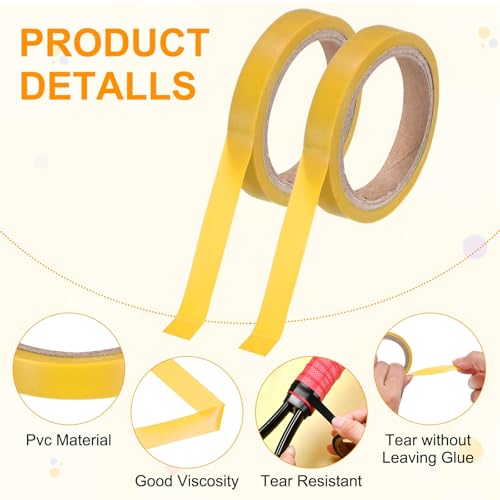 M METERXITY Grip Finishing Tape PVC Racket Wrap Grip Racquet Finishing Tapes for Pickleball/Racquetball - color: Yellow