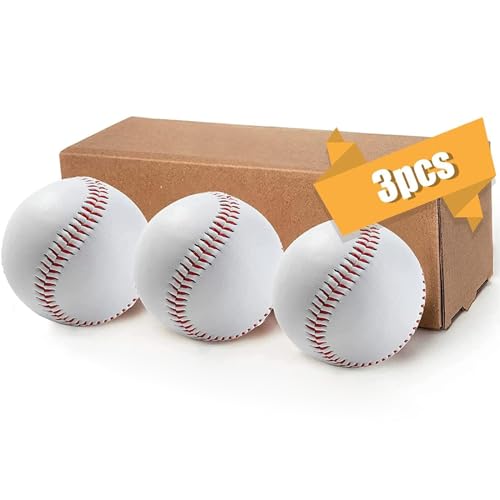 Baseball Ball, Official Game Baseballs for Youth and Adult Baseball Players Training, Official Size and Weight Suitable for Batting Fielding Hitting Pitching Practice - color: Hard Ball 3pc