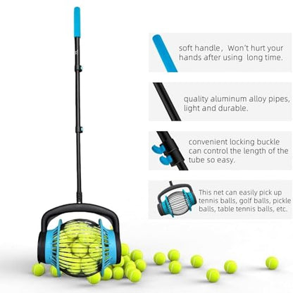 Tennis Ball Pickleball Collector Roller, Quick Rolling Picker for Tennis Balls
