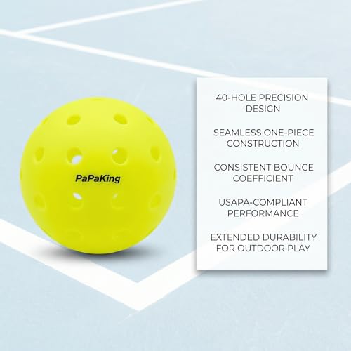 Premium Outdoor Pickleball Balls 4 Pack, 40 Holes Pickleballs with High Visibility, True Flight & Consistent Bounce, Durable Crack-Resistant Pickleball Balls for Training & Games.