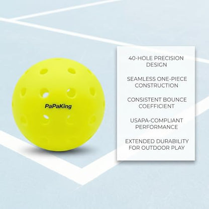 Premium Outdoor Pickleball Balls 4 Pack, 40 Holes Pickleballs with High Visibility, True Flight & Consistent Bounce, Durable Crack-Resistant Pickleball Balls for Training & Games.