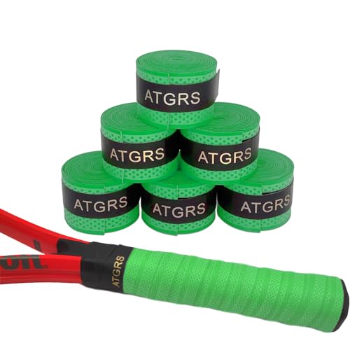 Tennis Grip Tennis Racket Grip Tape Absorbent Anti-Slip Tennis Overgrip for Tennis Badminton Pickleball Racquet Handle Overgrips and Overwraps, Embossed Surface - color: 6 Green Grips