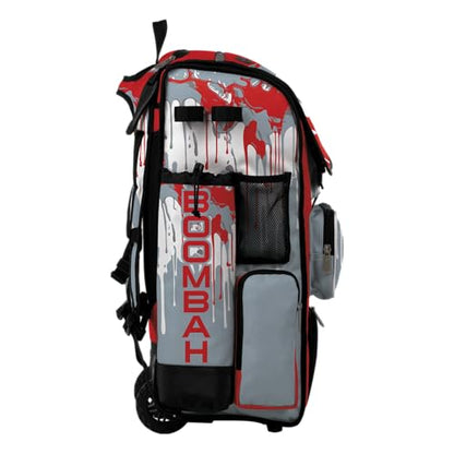Boombah Superpack Hybrid Rolling Bat Bag - Wheeled & Backpack Version - Graffiti Drip - Multiple Color Options - color: Red/Gray/White