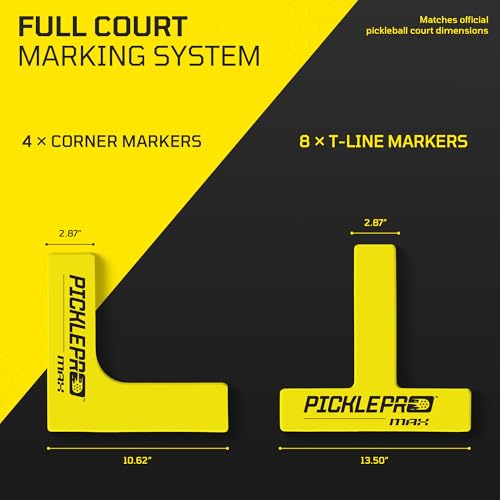 PicklePro CourtMark Pickleball Court Marking Kit with Carry Bag– Portable Pickleball Court Lines & Markers – 12-Piece Non-Slip PVC Lines Kit for Indoor & Outdoor Temporary Courts