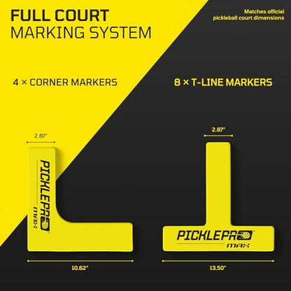 PicklePro CourtMark Pickleball Court Marking Kit with Carry Bag– Portable Pickleball Court Lines & Markers – 12-Piece Non-Slip PVC Lines Kit for Indoor & Outdoor Temporary Courts