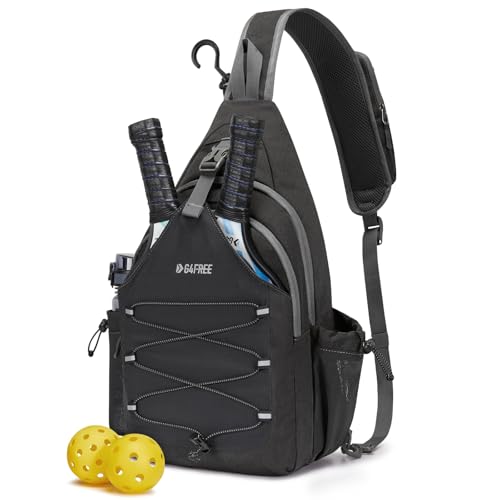 G4Free Pickleball Bag, Crossbody Sling Bag for Men Women, Pickleball Backpack, Pickle Ball Paddle Bag Gifts for Sports - color: Black, size: Standard