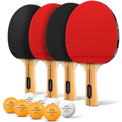 PRO-SPIN Ping Pong Paddles - High-Performance Set with Premium Table Tennis Rackets, 3-Star Ping Pong Balls, Compact Storage Case | Professional Quality Ping Pong Paddle Set | Indoor & Outdoor Games