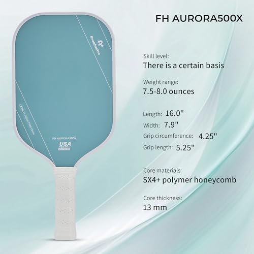 FH-500 T700 Pickleball Racket, 14MM Thick Two-Handed Offensive Pickleball Racket, Speed and Control - color: Light Blue