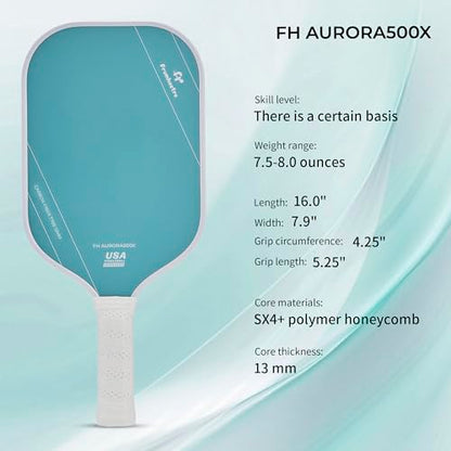 FH-500 T700 Pickleball Racket, 14MM Thick Two-Handed Offensive Pickleball Racket, Speed and Control - color: Light Blue