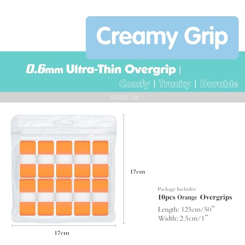 10pcs Tennis Grip Tape - Tennis Overgrip for Tennis Racquet - Tennis Racket Grip Tape - Pickleball Paddle Grip Tape - color: orange