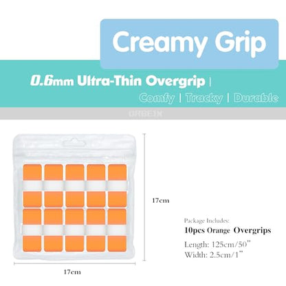 10pcs Tennis Grip Tape - Tennis Overgrip for Tennis Racquet - Tennis Racket Grip Tape - Pickleball Paddle Grip Tape - color: orange