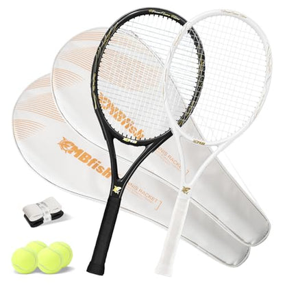 Tennis Rackets - Super Value Set with Pre-Strung, Comfortable Handle, 27'' Tennis Racquet for Beginner, Includes 4 Tennis Balls, 2 Overgrips and 2 Tennis Bag