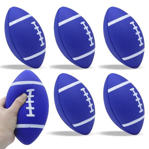 Magicorange 6 Pack Foam Footballs,7" Soft Football for Kids Toddler Junior Youth, Mini Size Football for Indoor Outdoors - color: Blue