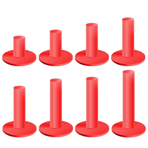 Rubber Golf Tees for Mats & Indoor Golf Simulators - 8 Pack Mixed Size for Driving Range & Indoor and Outdoor Golf Hitting Mats (US Sizes, 8 Sizes) - color: Red