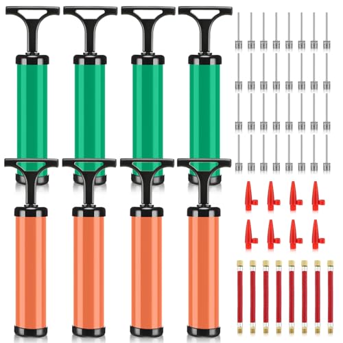 Chumia 8 Sets Ball Pumps Air Pump Bulk for Balls with Needle, Nozzle, Extension Hose Sports Ball Tool for Soccer Basketball Football Volleyball - color: Orange, Green