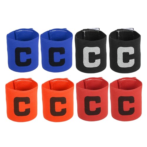 MECCANIXITY Soccer Captain Armband, Captain Arm Bands for Soccer Elastic Captain C Arm Band Sports Captain Armband for Football Team Training Youth & Adult - color: Orange/Red/Blue/Black