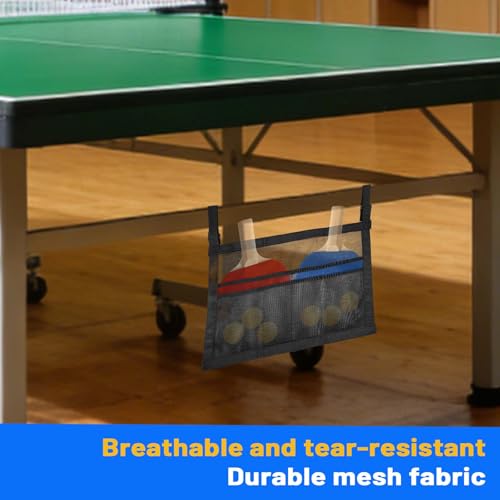 Ping Pong Paddle Case with Mesh Storage Bag,Easy Install Under-Table Tennis Racket & Pickleball Paddles Holder,Quick-Mount Ping Pong Ball Holder with Secure Straps