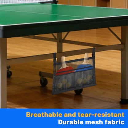 Ping Pong Paddle Case with Mesh Storage Bag,Easy Install Under-Table Tennis Racket & Pickleball Paddles Holder,Quick-Mount Ping Pong Ball Holder with Secure Straps