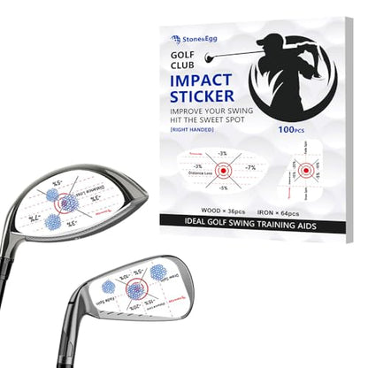 Golf Impact Tape, Self-Teaching Sweet Spot and Consistency Analysis, Golf Club Impact Stickers for Iron, Wood & Fairway Clubs, Non-Residue, Swing Training Aid Impact Labels