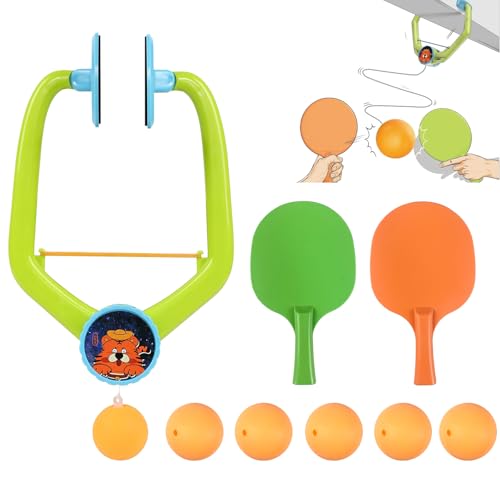 Door Ping Pong Game Over The Door, Adjustable Doorway Game Pingpong Trainer, Door Jam Pingpong Starter Kit, Portable Table Tennis Exerciser Set with Racket and Balls