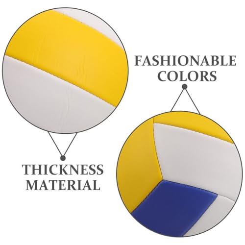 Hemoton Soft Volleyball Indoor Training Ball 1.6mm Thick White Blue Yellow Sports Practice Volleyball for Adult Entrance Examination and General Use