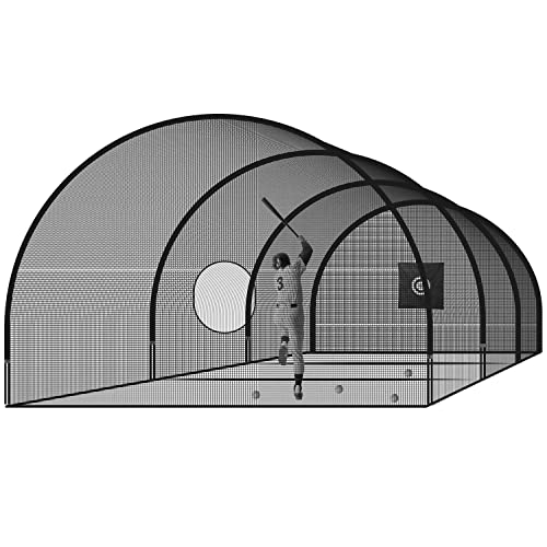 Upgrade 30FT Baseball and Softball Batting Cage Net and Frame, Large Batting Cages Net with Steel Frame for Home - Backyard Batting Cage with Pitching Backstop and Carry Bag