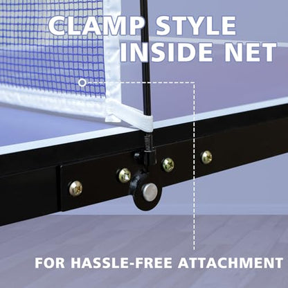 4.5ft Foldable Table Tennis Table Set with Steel Frame, Quick Assembly 54''X30'' Stable Ping Pong Table with Net, 2 Paddles & 3 Balls for Indoor Outdoor Family Game for Adults/Teens, Blue