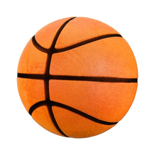 Silent Basketball, Quiet Basketball High Density Foam No Noise Sculpted Groove Bouncing Ball with Net Bag - color: Orange, size: 8.3 Inch