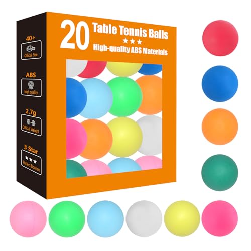3 Star Ping Pong Balls - High Performance ABS Table Tennis for Training,Game - color: Pack of 20 colored