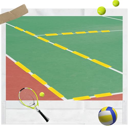 24 Pcs Court Line Marker Kit, Yellow Boundaries Markers Lines Set, Pickleball Court Lines Kit for Tennis Basketball Volleyball Badminton Pickleball Net Courts Outdoor or Indoor Training
