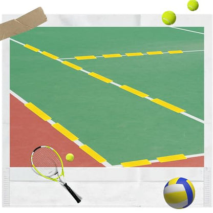 24 Pcs Court Line Marker Kit, Yellow Boundaries Markers Lines Set, Pickleball Court Lines Kit for Tennis Basketball Volleyball Badminton Pickleball Net Courts Outdoor or Indoor Training