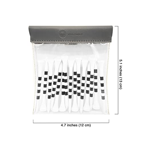 Golf Tee Pouch Bag Organizer with Clip, Transparent Squeeze Top Pocket for Golf Accessory and Valuable | 15 Bamboo Tees Included - color: Grey