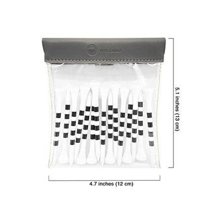 Golf Tee Pouch Bag Organizer with Clip, Transparent Squeeze Top Pocket for Golf Accessory and Valuable | 15 Bamboo Tees Included - color: Grey