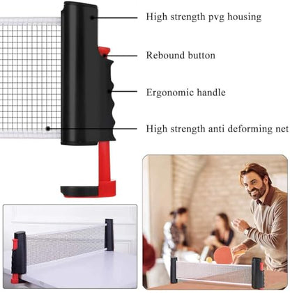 Table Tennis Nets, Adjustable Retractable Net Ping Pong Replacement Net, Portable Travel Holder Ideal for All Types of Tables, 170(max) x 19cm