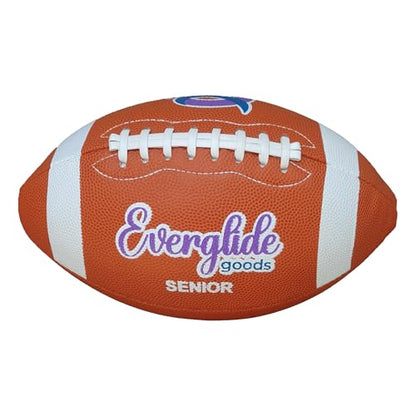 EverGlide Handmade American Football – Full Size & Junior – Durable PU Leather Litchi Grain with Grip Laces – Training, Practice, Backyard, Game-Day Play - size: Senior