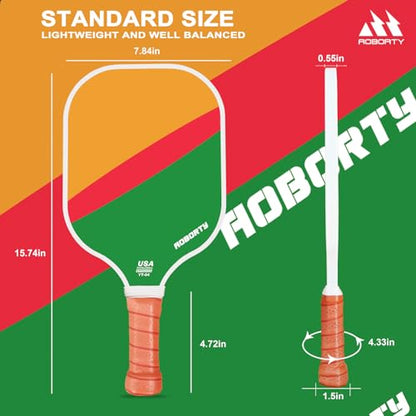 AOBORTY Pickleball Paddles 4 Pack - USAPA Light Graphite Premium Rackets Fiber Face & Polymer Honeycomb Core Pickleball Set with 4 Outdoor Indoor Balls Including Portable Carry Bag