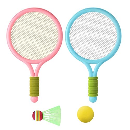 Kids Tennis Racket Set Plastic Toddlers Badminton Racquet with Badminton Ball Tennis Ball