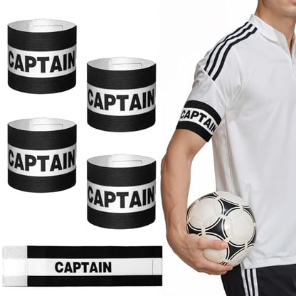 Yuanchu 4 Pack Soccer Captain Armband, Classic Sports Arm Band Unisex Captains Bands Elastic Adjustable
