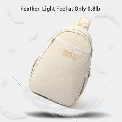 Pickleball Bag for Women, Quilted Stylish Sling Bag, Adjustable Shoulder Strap, 2 Storage Compartment Holds Paddles, Balls,Shoes - color: Beige