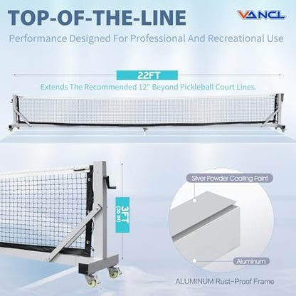 Pro Pickleball Net Portable with Wheels – 22ft Heavy Duty Pickleball Net System with Sturdy Aluminum Frame for Outdoor & Indoor – Nylon Net & Carrying Bag for Pickleball, Tennis, Badminton - style: Movable-Heavy Duty