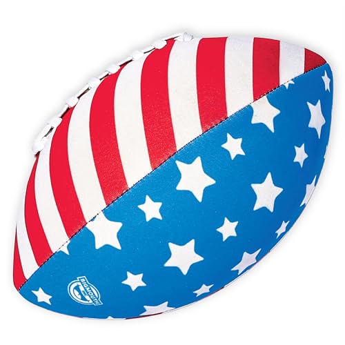 Star Spangled Splash Water Football Inflatable Pool Toy, Patriotic Red White and Blue Water Football for Pool Games, Beach Play, Lake Fun, Backyard Summer Toys for Kids and Adults
